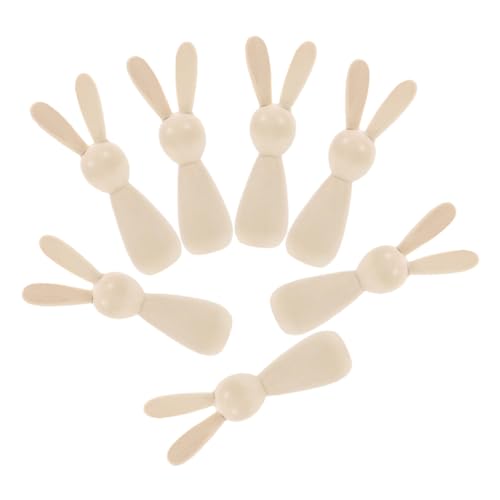 Sewroro 7 Stück Unbemalte Figuren für Kreative Projekte Naturholz Hasen für Bastelaktivitäten und Ostern Robuste Handgefertigte Holz Peg Dolls von Sewroro