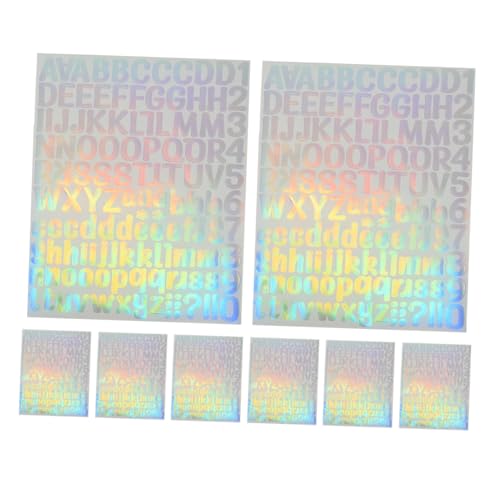 Sewroro 8 Blatt Holographische Vinyl Buchstabenaufkleber Selbstklebende Wasserdichte Diy Buchstaben und Zahlen für Scrapbooking Briefkasten und Kreative Projekte von Sewroro