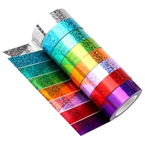 Sewroro 8 Rollen Glänzendes Dekoratives Klebeband DIY Geschenkband mit Hoher Klebkraft Bunte Kreative Scrapbook Tape für Bastelarbeiten und Verpackungen von Sewroro