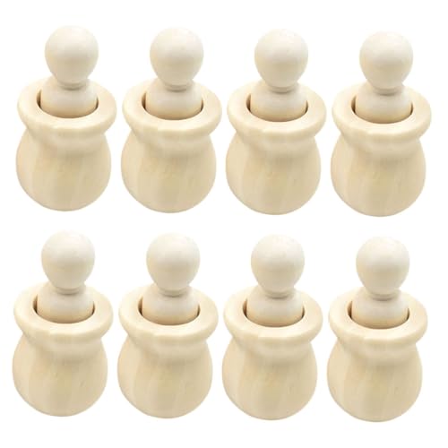 Sewroro 8 Satz Diy Holz Puppen Set Unbemalte Holzfiguren mit Holzsockel für Kreative Bastelprojekte für Familienaktivitäten und Gemeinsame Kreativität Fördert Bindung und Erinnerungen von Sewroro