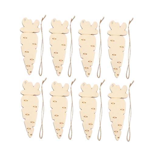 Sewroro 8 Stück Karotten-Hackschnitzel-Anhänger osterhandwerk dekoration ostern hausdekorationen Ostertischdekoration ostern DIY handwerk unfertige hölzerne Osterornamente Holz Beige von Sewroro