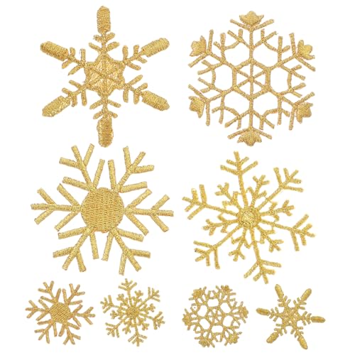 Sewroro 8 Stück Patch Goldene Schneeflockenflecken Für Kleidung Flicken Für Hosen Flicken Aufnähen Winterapplikation Mit Schneeflocken Flicken Nähen Aufnäher Für Jeans Stickgarn von Sewroro
