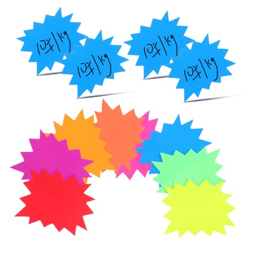 Sewroro 80 Stück Fluoreszierende Sternen Labels Farben für Einzelhandel Garagenverkauf und Werbeaktionen Klare Sichtbarkeit und Hochwertige Druckqualität von Sewroro
