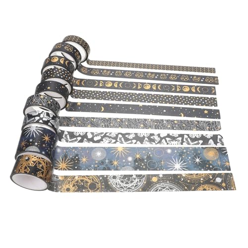 Sewroro 9 Rollen Dekorative Washi Tapes mit Sternenhimmel motiven Langlebige DIY Klebebänder für Tagebücher Scrapbooking und Geschenkverpackungen Klare Muster Vielseitig Einsetzbar von Sewroro
