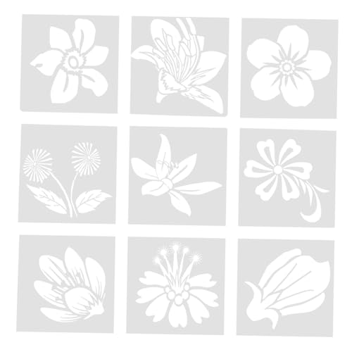 Sewroro 9 Stück Teiliges Bastelschablonen mit Attraktiven Blumen Blattmustern Wiederverwendbar Leicht Robust für DIY Kunst Wandgestaltung Spraymalerei Originelles Geschenk für Mädchen von Sewroro