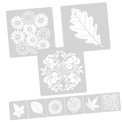Sewroro 9 Stück Teiliges Blumenschablonen Pet Wiederverwendbare Malvorlagen für DIY Wand Möbelkunst Waschbare Zeichenschablonen für Kreative Wohnraumdekoration und Bastelprojekte von Sewroro