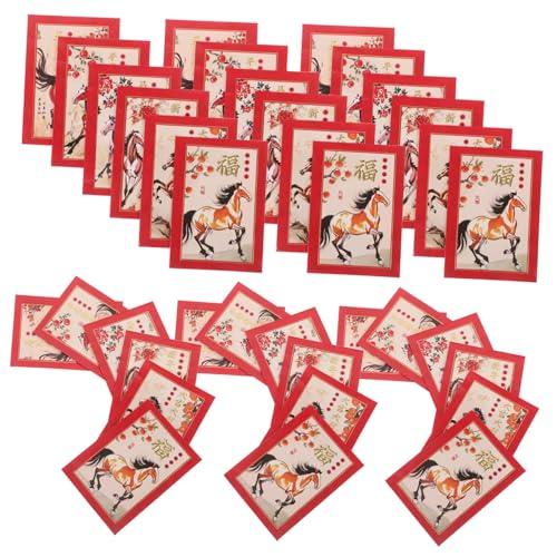 Sewroro 90 Stück Pferdejahr Rote Umschläge Chinesische Neujahr Geldbeutel Rote Hongbao Geldumschläge Lai See Für Frühlingsfest Hochzeit Geburtstag Geschenkumschläge von Sewroro