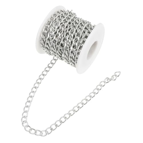 Sewroro Aluminium Gliederkette DIY Schmuckkette Bastelmaterial Metallkette Silber für Halsketten Armbänder Schlüsselanhänger Verlängerungsketten Schmuckherstellung von Sewroro