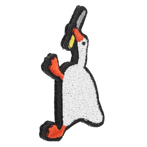 Sewroro Bestickter Gänse Aufnäher mit Messerform Strapazierfähiger DIY Stoffpatch für Kleidung Reparatur Taschen Dekoration Selbstklebend Aufnähen oder Aufbügeln von Sewroro