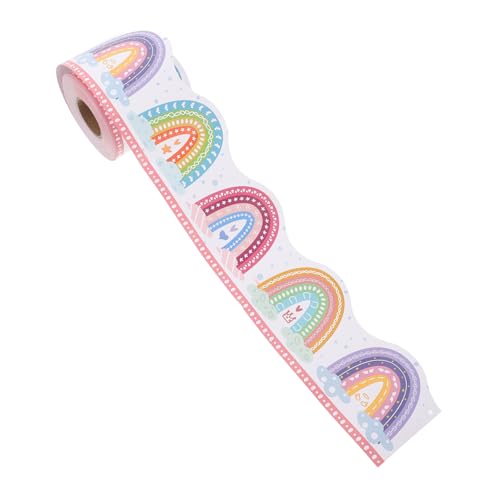 Sewroro Boho Pinnwand bordüre Klassenzimmer Dekor Selbstklebend Bunte Regenbogen Wellenmuster Umrandung Trim für Pinnwand Dekoration Schulanfang Kreatives Basteln von Sewroro