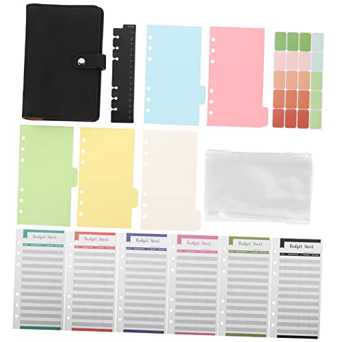 Sewroro Budgetplaner Ringbuch Umschlag Budgetpapier für Planung Tragbares Haushaltsbuch Geldfächer Notizbuch zur Ausgabenverfolgung und Finanzorganisation Schwarz von Sewroro
