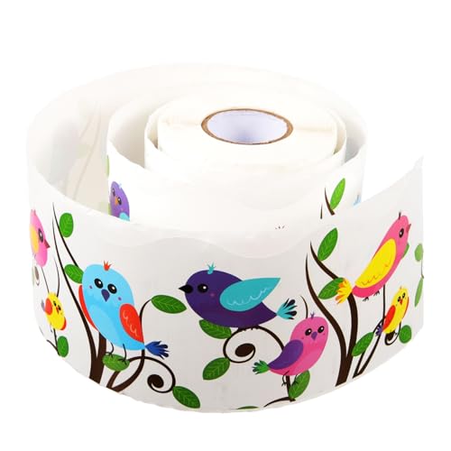 Sewroro Bulletin Board Border Trim Selbstklebend Kinderfreundliches Cartoon Vogel Design Dekorativer Schwarzer Rahmenaufkleber für Klassenzimmer Büro Whiteboard und Türdeko von Sewroro