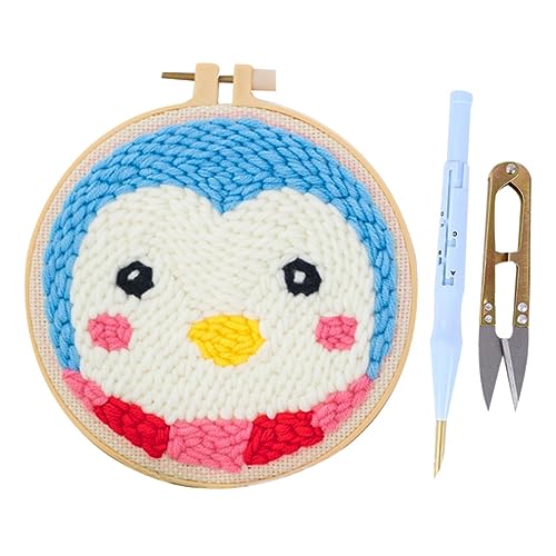 Sewroro DIY Punch Needle Stickerei Set Rundes Stickmaterial Schere Fäden Zubehör für Kreative Handarbeiten für Anfänger und Kunstliebhaber von Sewroro