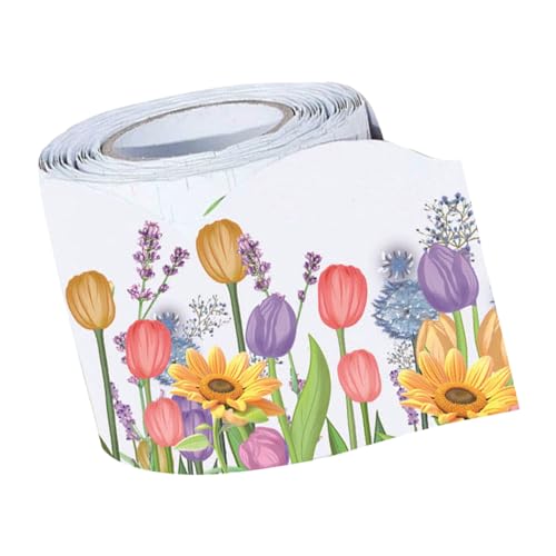 Sewroro Frühlingshafte Tulpen-Pinnwand-Bordüre Gewellt Blüten-Dekoration für Whiteboard Kork Tafel-Pinnwände Vielseitiger Schul Party-Rahmen für Saisonale Klassenzimmergestaltung von Sewroro