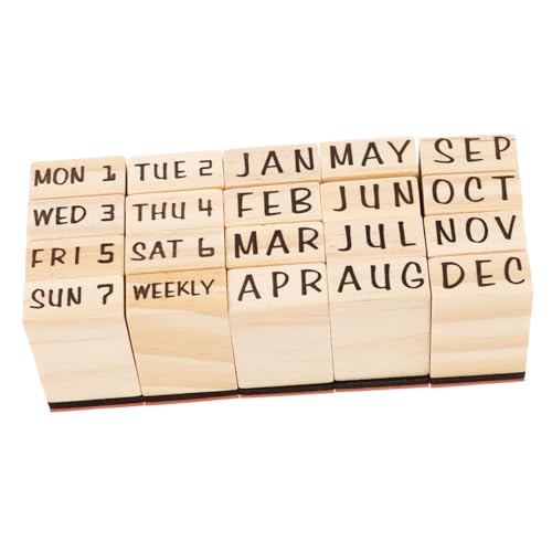 Sewroro Holzstempel Teilig Monatszahlen Buchstaben Stempel für Scrapbooking DIY Tagebuch Zubehör Holz Stempelset für Basteln und Journaling von Sewroro