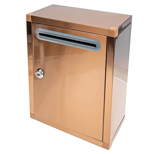 Sewroro Kasten Wahlurne safes the safe Sicherheitsbox die organisation lagerschrank Mailboxen im Freien Postfach für wohltätige Zwecke Paket Tür Slot Bürobedarf Rostfreier Stahl Rose Gold von Sewroro