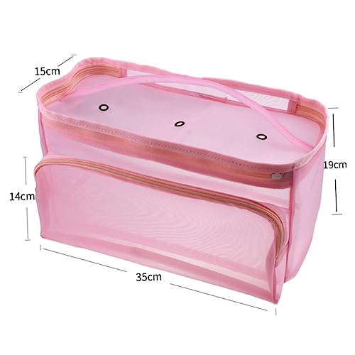 Sewroro Mesh-Stricktasche Stricktasche groß Häkelkoffer-Organizer Nadeleinfädler Etui für Nähnadeln Strickwolle Halter Abs handarbeitstasche gewebesäcke Halter für Nähzeug Nähhalter Rosa von Sewroro