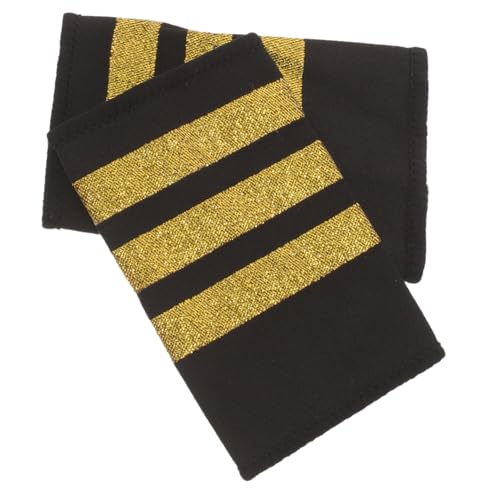 Sewroro Professionelle Goldene Schulterepauletten Pilot Uniform Dekoration aus Festem Webband Langlebig und Komfortabel mit Drei Streifen für Kapitäne und Cosplay Sewroro Professionelle Goldene Schulterepauletten Pilot Uniform Dekoration aus Festem Webband Langlebig und Komfortabel mit Drei Streifen für Kapitäne und Cosplay von Sewroro