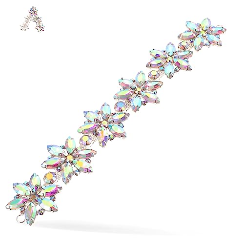 Sewroro Rhinestone Blumen Applikation für Hochzeitskleider Dekorative Strasskette für Kleidung Taschen und Schuhe für Diy Projekte und Bastelarbeiten von Sewroro