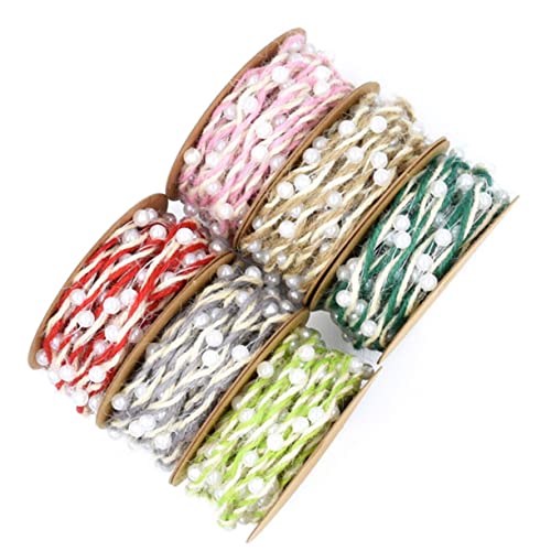 Sewroro Rotes Baumwollband mit Perlen und Draht Geflochtenes Geschenkband für Hochzeitsfeier Basteln Dekoration Wiederverwendbar Flexibel und Langlebig von Sewroro