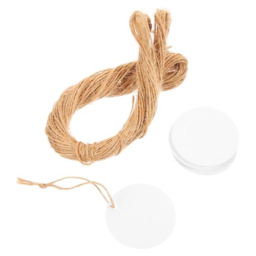 Sewroro Runde Geschenkanhänger aus Papier Gelbem Juteband Beschreibbare Blanko Labels für DIY Bastelprojekte Namensanhänger und Dekorationen von Sewroro