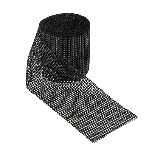 Sewroro Schwarzes Reihiges Hohldiamant Netzband Rolle Funkelndes Mesh Dekoband für Hochzeitstorten Vielseitig Zuschneidbar für DIY Eventdekorationen und Festliche Tischdekorationen von Sewroro