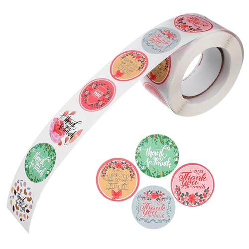 Sewroro Selbstklebende Thank You Aufkleber DIY Backetiketten Geschenkaufkleber für Umschläge Kekstüten Basteln und Geschenkverpackung Beschreibbare Haftetiketten für Vielseitige Dekoration von Sewroro