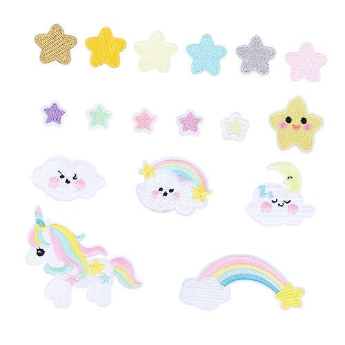 Sewroro Teiliges Bunte Einhorn Stickerei Applikationen Niedliche Bügel und Näh Patches für Kleidung Taschen Diy Dekoration Langlebiges Polyester Einfache Anbringung von Sewroro