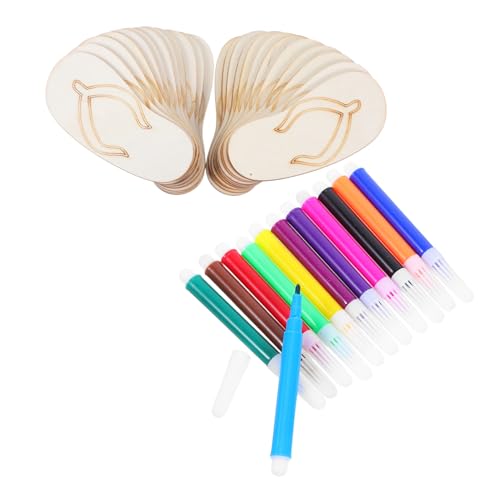 Sewroro Teiliges DIY Holz Slipper Bastelset mit Malpinseln Robuste Sommer Strand Holzschuhe zum Bemalen Hawaii Sommer Dekorationen für Beach Party Kreative Heimdekoration von Sewroro
