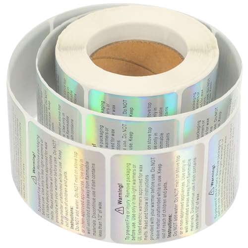 Sewroro Wasserdichte Holografische Warnaufkleber für Kerzenbehälter Selbstklebende Sicherheitslabels mit Klarem Englischem Text DIY Wachsbehälter Etiketten für Kerzenherstellung und Sewroro Wasserdichte Holografische Warnaufkleber für Kerzenbehälter Selbstklebende Sicherheitslabels mit Klarem Englischem Text DIY Wachsbehälter Etiketten für Kerzenherstellung und von Sewroro