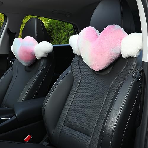 Herzförmiges niedliches Auto-Kopfstützenkissen mit Engelsflügeln, bequem, weich, Kawaii-Zubehör, Nackenkissen für Fahren, Reisen, Büro, Heimdekoration, Batikfarbe, Liebesherz, 2 Stück Herzförmiges niedliches Auto-Kopfstützenkissen mit Engelsflügeln, bequem, weich, Kawaii-Zubehör, Nackenkissen für Fahren, Reisen, Büro, Heimdekoration, Batikfarbe, Liebesherz, 2 Stück von Sexysamba