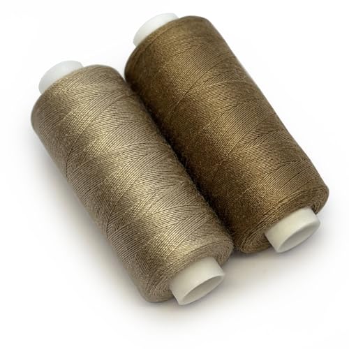 Nähgarn aus Polyester, 2 Spulen à 360 m, Nähgarn für alle Zwecke, Braun Opera & Beige Cookie von Seyou