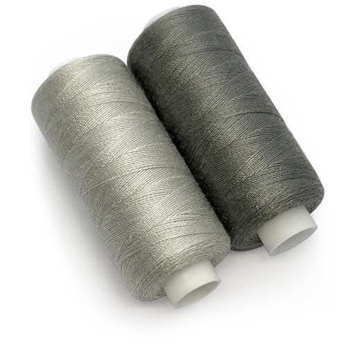 Nähgarn aus Polyester, 2 Spulen mit je 350 m, Nähgarn für alle Zwecke (Hellgrau & Geheimnisgrau) von Seyou