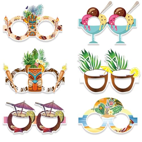 Seyrnicay Hawaii-Brille – 6 Paar Hawaii-Gläser aus Papier, lustige Kindergeschenke, -Themen-Partyzubehör für Kinder und Erwachsene, Pool-Fotoautomaten-Requisite, Urlaub von Seyrnicay
