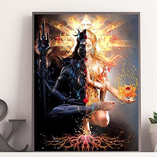 5D Diamond Painting, Diamond Painting Set, Diamant Malerei Erwachsene & Kinder, Wohnzimmer Schlafzimmer Büro Wand Und Eingang Dekoration-Religion, Hinduismus, Porträt von Shiva 40x50cm Rahmenlos von Sezoro