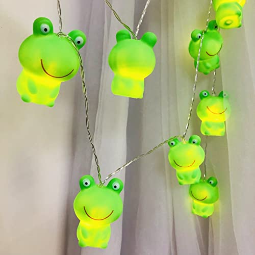 Niedliche Frosch-Lichterkette, 10 LEDs, grüne Frosch-Nachtlichter, Schlafzimmer, 15 m, Frosch-Lichterkette für Kinderzimmer, Zuhause, Camping, Urlaub, Dekoration (USB-betrieben) von Sezrgiu