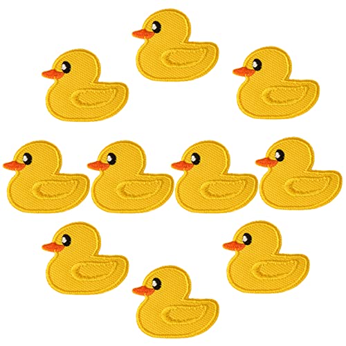 10 Stück gelbe niedliche Mini-Enten-Stickerei-Flicken zum Aufbügeln auf Kleidung, Kleid, Jacken, Kappen, DIY, Enten-Stickerei, Nähen, Basteln, Dekoration von Sfenkis