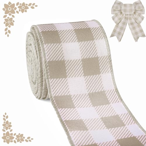 Farmhouse Buffalo Plaid Ribbon Wired, Sackleinen Gingham-Stoffband karierte Bänder für Schleife, Kranz, Zubehör, Geschenke, Verpackung, DIY, Handwerk, Party, Heimdekoration, Babyparty, Geburtstag, 6,3 Farmhouse Buffalo Plaid Ribbon Wired, Sackleinen Gingham-Stoffband karierte Bänder für Schleife, Kranz, Zubehör, Geschenke, Verpackung, DIY, Handwerk, Party, Heimdekoration, Babyparty, Geburtstag, 6,3 von Sfoni