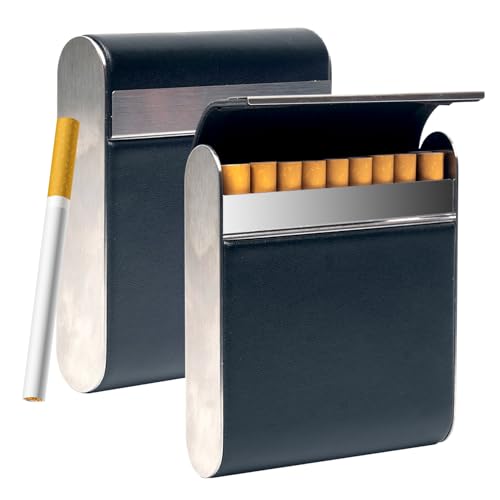 2 Stück zigaretten schachteln,zigarettenbox metall mit magnetverschluss,edelstahl zigarettenschachtel box,zigarettenetui damen mann,für zigarettenetui 20 zigaretten,zigarettenetuis,zigarettendose von Sgehai