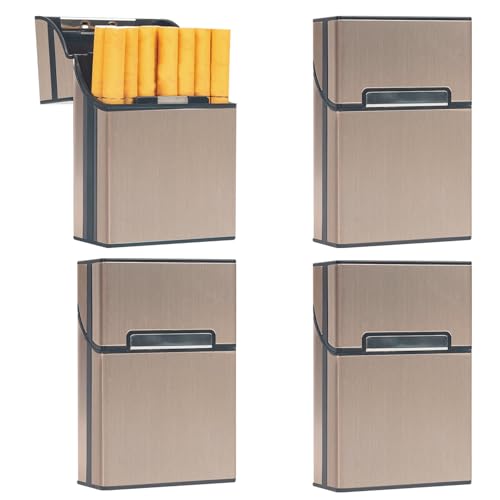 zigaretten schachteln,zigarettenbox metall mit Magnetverschluss,zigaretten box Aluminium,zigarettenschachtel box,Für zigarettenetui 20 zigaretten (4 Stück-Champagner) von Sgehai