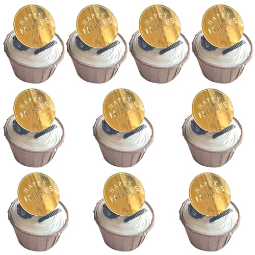 Cupcake-Topper zum Vatertag, 5 cm, goldfarben, Acryl, rund, graviert, Cupcake-Dekorationen für selbstgemachte Süßigkeiten-Süßigkeiten-Desserts, Tischdekoration, Partyzubehör, 10 Stück Cupcake-Topper zum Vatertag, 5 cm, goldfarben, Acryl, rund, graviert, Cupcake-Dekorationen für selbstgemachte Süßigkeiten-Süßigkeiten-Desserts, Tischdekoration, Partyzubehör, 10 Stück von Sgehenr