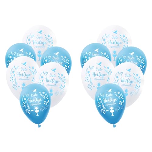 Kommunion Deko Luftballons - 12 Stück Taufe Deko Luftballons Blau Weiß Erste Heilige Kommunion Helium Ballons Erstkommunion Party Deko für Innen Outdoor Konfirmation Deko Junge (Blau) von Sgehenr