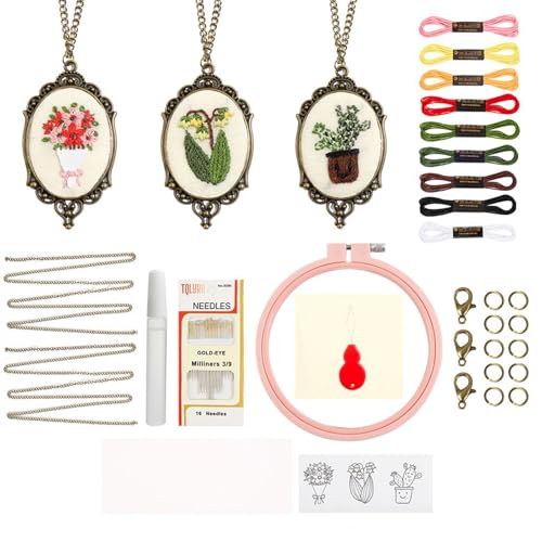 Sghtil Anfänger-Stickset für Erwachsene, Stickerei-Kits für Erwachsene, Stickerei-Set zum Annähen, professionelle Stick-Anhänger-Halskette für Anfänger und Anfänger Sghtil Anfänger-Stickset für Erwachsene, Stickerei-Kits für Erwachsene, Stickerei-Set zum Annähen, professionelle Stick-Anhänger-Halskette für Anfänger und Anfänger von Sghtil