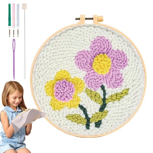 Sghtil Blumenstickerei-Wandkunst-Set, Blumenstickerei, einfache Stickwerkzeuge, Stickset, Handarbeit, kreative Bastelsets für Anfänger, Dekoration Sghtil Blumenstickerei-Wandkunst-Set, Blumenstickerei, einfache Stickwerkzeuge, Stickset, Handarbeit, kreative Bastelsets für Anfänger, Dekoration von Sghtil