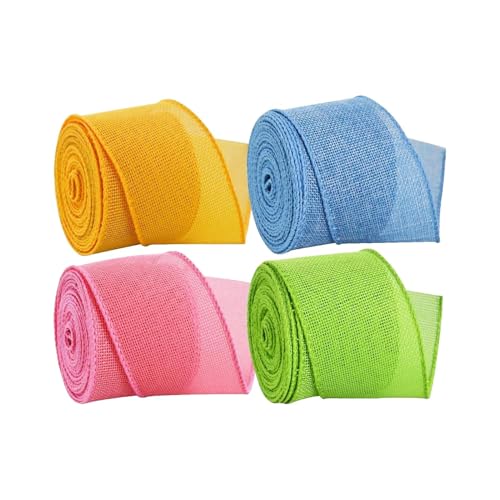 Sghtil Buntes Osterschnurband, Osterband für Kunsthandwerk, 4 Rollen Jute-Verpackungsband mit Metallkante, Partydekoration für Thanksgiving, Sghtil Buntes Osterschnurband, Osterband für Kunsthandwerk, 4 Rollen Jute-Verpackungsband mit Metallkante, Partydekoration für Thanksgiving, von Sghtil