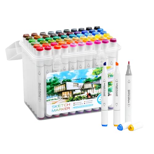 Sghtil Filzstifte zum Schreiben, 60 Filzstifte mit doppelter Spitze für Kunst, feine Spitze und Pinsel auf Ölbasis, Anti-Verfärbung, Schulbedarf, Kindergarten, Tagebuch, kreatives Scrapbooking von Sghtil