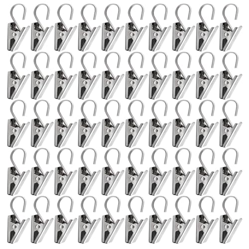 Sghtil Gardinenband, Clips, Vorhangbügel mit Clips | 50 x Partylichter, S-Haken, Aufhänger aus Edelstahl, Aufhänger für die Campingparty zu Hause Sghtil Gardinenband, Clips, Vorhangbügel mit Clips | 50 x Partylichter, S-Haken, Aufhänger aus Edelstahl, Aufhänger für die Campingparty zu Hause von Sghtil