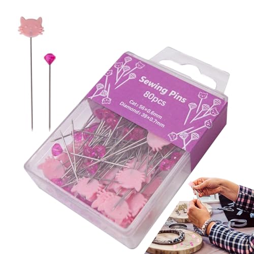 Sghtil Gerade Stecknadeln – 80 x Nadeln zum Quilten, Zubehör zur Befestigung von Stoff, für die Herstellung von Schmuck und Deko Sghtil Gerade Stecknadeln – 80 x Nadeln zum Quilten, Zubehör zur Befestigung von Stoff, für die Herstellung von Schmuck und Deko von Sghtil