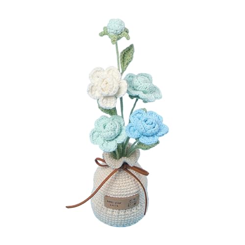 Sghtil Häkelblume, gestrickte Blumen – Blumen aus Draht, handgefertigt, im gehäkelten Topf für Valentinstag, kleine Topfblumen, Büroblumen, Dekoration für Zuhause, Geschenk für Sghtil Häkelblume, gestrickte Blumen – Blumen aus Draht, handgefertigt, im gehäkelten Topf für Valentinstag, kleine Topfblumen, Büroblumen, Dekoration für Zuhause, Geschenk für von Sghtil