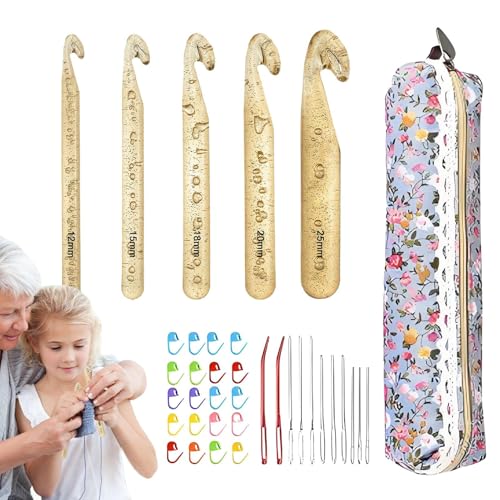 Sghtil Häkelnadel-Set – große Größen für dicke Garne und voluminöse Arbeiten | ergonomischer Griff für Schals, Puppen, Schals, Decken, Weben Sghtil Häkelnadel-Set – große Größen für dicke Garne und voluminöse Arbeiten | ergonomischer Griff für Schals, Puppen, Schals, Decken, Weben von Sghtil